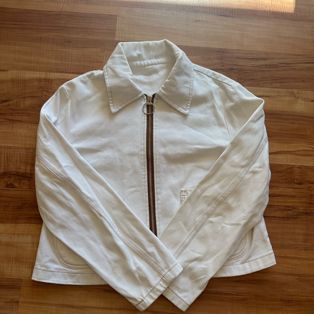 Citizen Vintage Reworked White Cotton Denim Collared Jacket